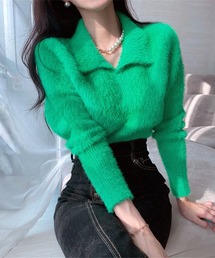 新品未使用☆YASHIKI／ヤシキ 襟付 ニット カーディガン 緑 グリーン YASHIKI - 【ラスト1点】【22SS】Unabara Cardigan(GREEN) | Salty