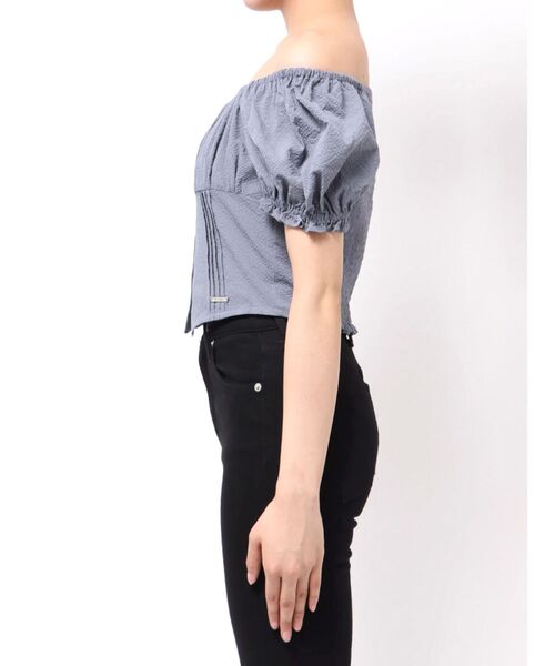 EMODA(エモダ)の「2WAY OFF SHOULDER TOPS(Tシャツ/カットソー・レディース・ブラック/その他/ブルー・FREE)」の6枚目の写真