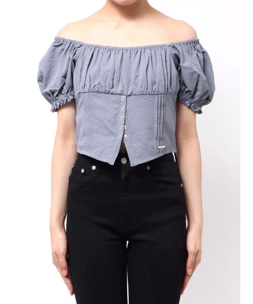 EMODA(エモダ)の「2WAY OFF SHOULDER TOPS(Tシャツ/カットソー・レディース・ブラック/その他/ブルー・FREE)」の12枚目の写真