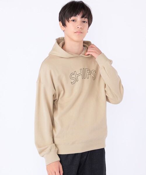 SHIPS（シップス）の「【WEB限定】SHIPS KIDS:100～160cm / SHIPS ラウンド ロゴ パーカ（パーカー・キッズ・ベージュ/ホワイト/ライトブルー/ブラック/グレー・100/110/120/130/140/150/160）」の4枚目の写真