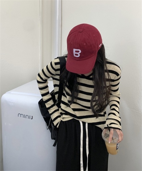 Ritzy(リッツィー)の「ボーダー柄 Vネックトップス(ニット/セーター・レディース・ブルー/ブラック/グリーン・FREE)」の1枚目の写真