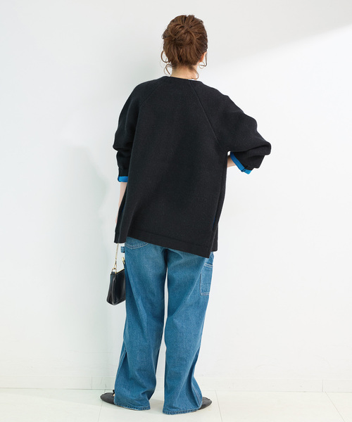 B.C STOCK(ベーセーストック)の「《追加2》【WEB限定】2層スムース編みロングカーディガン(カーディガン/ボレロ・レディース・グレー/ブラック・FREE)」の6枚目の写真