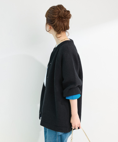 B.C STOCK(ベーセーストック)の「《追加2》【WEB限定】2層スムース編みロングカーディガン(カーディガン/ボレロ・レディース・グレー/ブラック・FREE)」の9枚目の写真