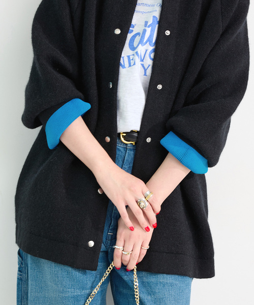 B.C STOCK(ベーセーストック)の「《追加2》【WEB限定】2層スムース編みロングカーディガン(カーディガン/ボレロ・レディース・グレー/ブラック・FREE)」の11枚目の写真