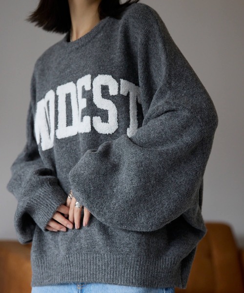 pocket(ポケット)の「サガラ刺繍ロゴニットプルオーバー(ニット/セーター・レディース・グレー/チャコールグレー/ブルー/アイボリー・FREE)」の13枚目の写真