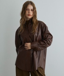 オーバーサイズ合成皮革シャツ / Oversized Faux Leather Shirt