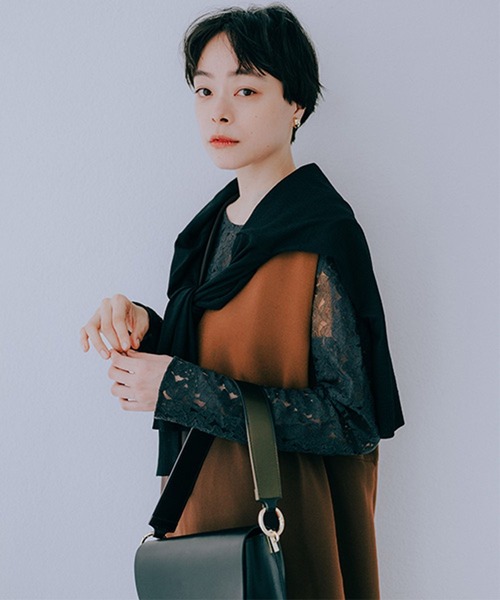 studio CLIP（スタディオクリップ）の「インドレースプルオーバー《オケージョン2025AW》（Tシャツ/カットソー・レディース・ブラック/オフホワイト・FREE）」の7枚目の写真