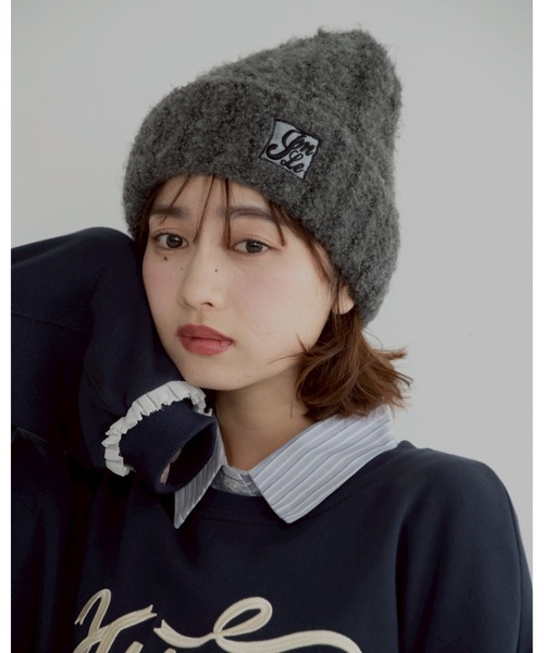 JUMELLE（ジュメロ）の「mix knit cap（ニットキャップ/ビーニー・レディース・チャコール・FREE）」の2枚目の写真