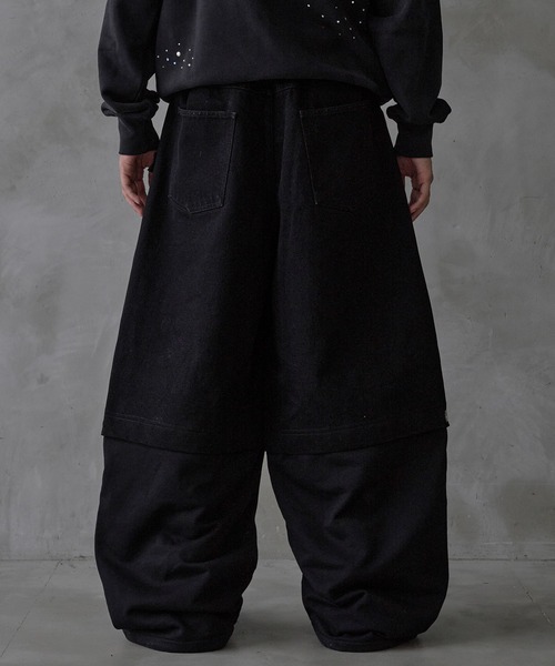 EPNK（イーピーエヌケー）の「SWEAT PANEL BAGGY PANTS/スウェットパネルバギーパンツ（デニムパンツ・メンズ・杢グレー/ブラック・SMALL/MEDIUM/LARGE）」の22枚目の写真