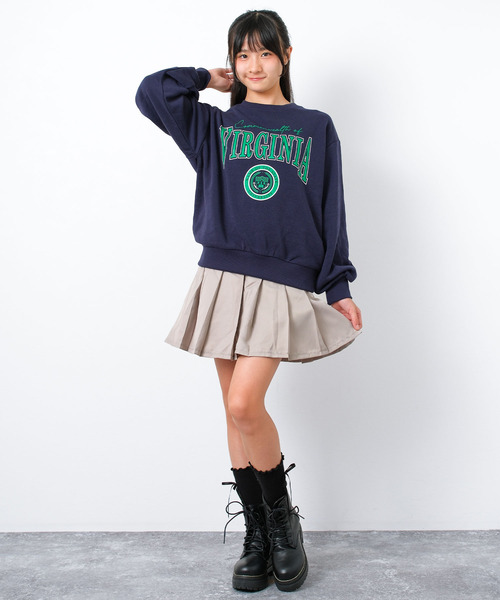 RiCO SUCRE（リコシュクレ）の「【裏起毛】エンブレムロゴプリントトレーナー（スウェット・キッズ・オフホワイト/ネイビー・160/140/150）」の3枚目の写真