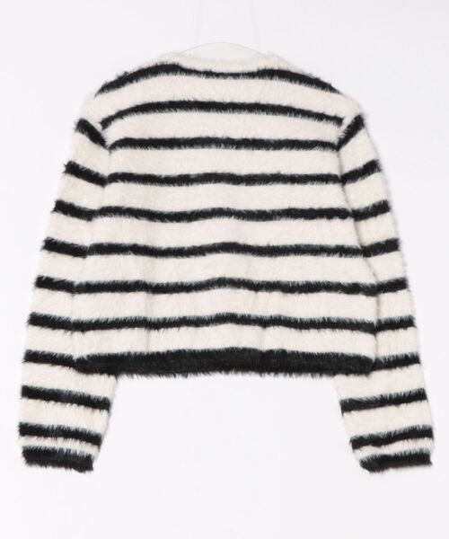 CLEAR BASIC（クリアベーシック）の「ボーダーフェザーニットカーディガン[オフィスカジュアル 着回し抜群 大人]≪AW新作≫（カーディガン/ボレロ・レディース・グレイッシュベージュ/ブラック・F）」の13枚目の写真