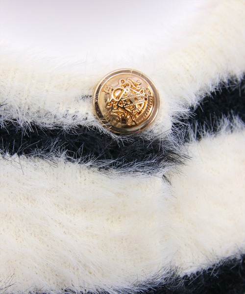 CLEAR BASIC（クリアベーシック）の「ボーダーフェザーニットカーディガン[オフィスカジュアル 着回し抜群 大人]≪AW新作≫（カーディガン/ボレロ・レディース・グレイッシュベージュ/ブラック・F）」の5枚目の写真