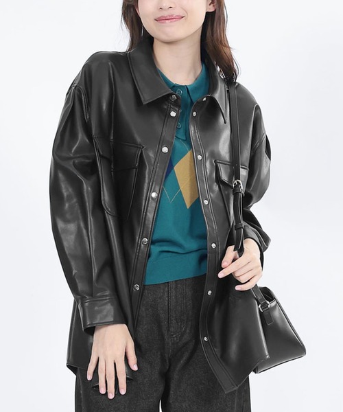 MARY QUANT（マリークワント）の「フェイクレザーシャツ ジャケット