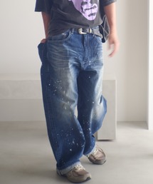 ADAM PATEK（アダムパテック）の「ADAMPATEK/washed riot nep selvedge denim/ヴィンテージ加工ワイドデニムパンツ(AP2528016)（デニムパンツ）」