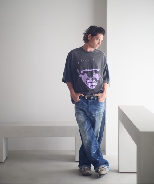 ADAM PATEK(アダムパテック)の「ADAMPATEK/washed riot nep selvedge denim/ヴィンテージ加工ワイドデニムパンツ(AP2528016)(デニムパンツ・レディース・ブルー・1/2/3)」の9枚目の写真