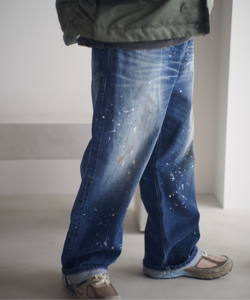 ADAM PATEK(アダムパテック)の「ADAMPATEK/washed riot nep selvedge denim/ヴィンテージ加工ワイドデニムパンツ(AP2528016)(デニムパンツ・レディース・ブルー・1/2/3)」の8枚目の写真