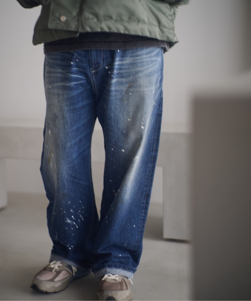 ADAM PATEK(アダムパテック)の「ADAMPATEK/washed riot nep selvedge denim/ヴィンテージ加工ワイドデニムパンツ(AP2528016)(デニムパンツ・レディース・ブルー・1/2/3)」の7枚目の写真