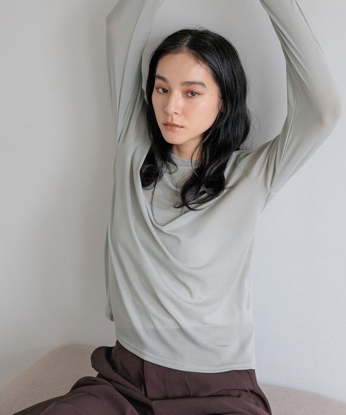 LOWRYS FARM（ローリーズファーム）の「ナイロンシアータイトＬＳ  606435（Tシャツ/カットソー・レディース・ブルー/ブラック/ホワイト/ライトグレー/イエロー・FREE）」の11枚目の写真