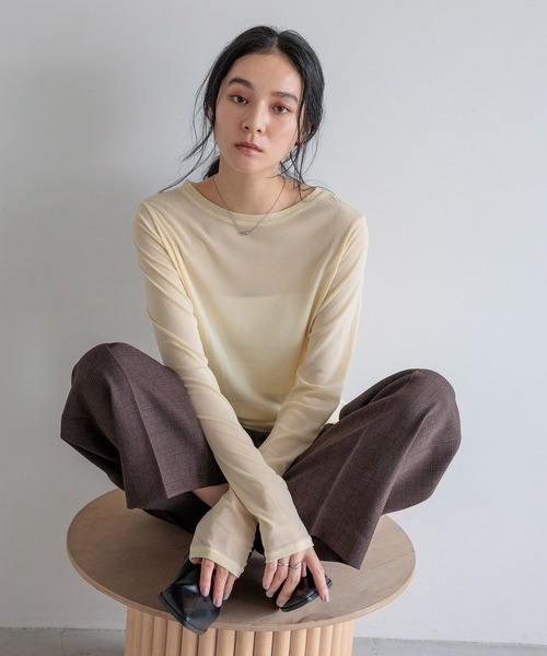 LOWRYS FARM（ローリーズファーム）の「ナイロンシアータイトＬＳ  606435（Tシャツ/カットソー・レディース・ブルー/ブラック/ホワイト/ライトグレー/イエロー・FREE）」の13枚目の写真