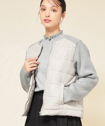 Sunauna（スーナウーナ）の「【中綿／キルト】ノーカラーブルゾン（ノーカラージャケット）」