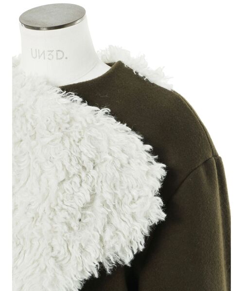 UN3D.（アンスリード）の「BOA MIX WAVE LINE CT / ボアミックスウェーブラインコート（その他アウター・レディース・ネイビー/ブラック/カーキ・36/38）」の9枚目の写真