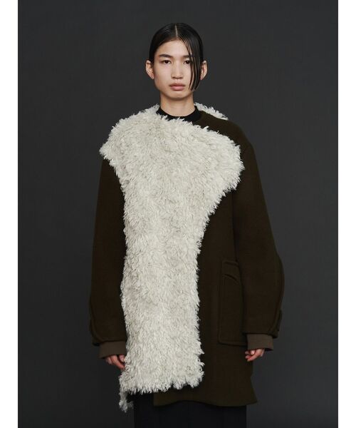 【美品】アンスリード　UN3D. ブロッキングコート　比翼ボタン FABRIC MIX MIDDLE CT | UN3D./アンスリード