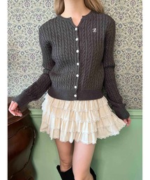 ワンポイントケーブルカーディガン