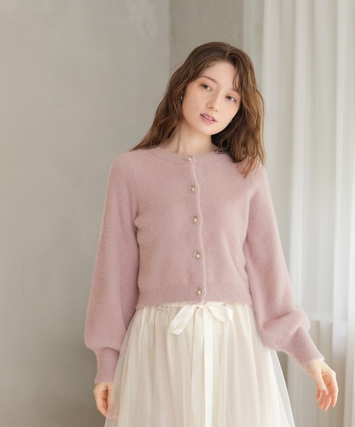 ASTORIA ODIER（アストリアオディール）の「ラメフェザービジューボタンカーディガン（カーディガン/ボレロ・レディース・サックスブルー/チャコールグレー/ホワイト/ピンク・MEDIUM）」の21枚目の写真