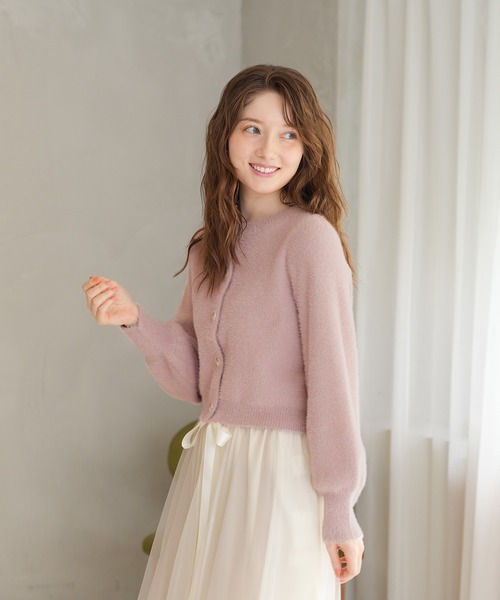 ASTORIA ODIER（アストリアオディール）の「ラメフェザービジューボタンカーディガン（カーディガン/ボレロ・レディース・サックスブルー/チャコールグレー/ホワイト/ピンク・MEDIUM）」の22枚目の写真