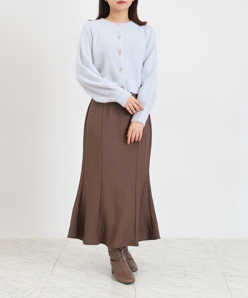 ASTORIA ODIER（アストリアオディール）の「ラメフェザービジューボタンカーディガン（カーディガン/ボレロ・レディース・サックスブルー/チャコールグレー/ホワイト/ピンク・MEDIUM）」の7枚目の写真