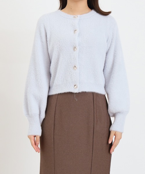 ASTORIA ODIER（アストリアオディール）の「ラメフェザービジューボタンカーディガン（カーディガン/ボレロ・レディース・サックスブルー/チャコールグレー/ホワイト/ピンク・MEDIUM）」の12枚目の写真