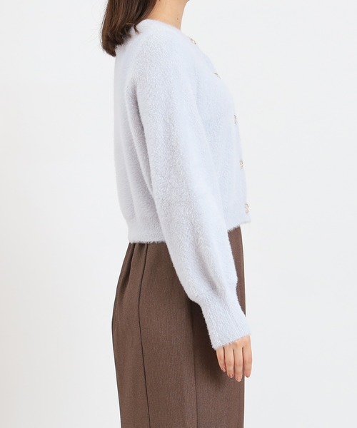 ASTORIA ODIER（アストリアオディール）の「ラメフェザービジューボタンカーディガン（カーディガン/ボレロ・レディース・サックスブルー/チャコールグレー/ホワイト/ピンク・MEDIUM）」の13枚目の写真