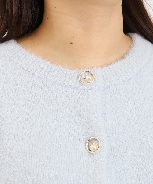 ASTORIA ODIER（アストリアオディール）の「ラメフェザービジューボタンカーディガン（カーディガン/ボレロ・レディース・サックスブルー/チャコールグレー/ホワイト/ピンク・MEDIUM）」の15枚目の写真