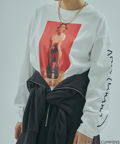 ROSE BUD（ローズバッド）の「(CREOLME)KEVIN CUMMINS PHOTO L/S TEE（Tシャツ/カットソー・レディース・ブラック/ホワイト・ONE SIZE）」の9枚目の写真