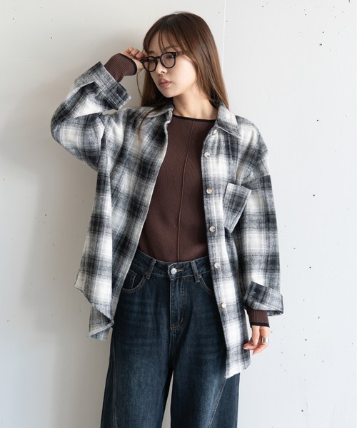 hwyl（ヒュイル）の「起毛チェックシャツ（シャツ/ブラウス・レディース・ブラック/ブラウン・FREE）」の19枚目の写真