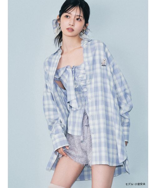 LILY BROWN（リリーブラウン）の「ハーフフリルシュシュ（シュシュ・レディース・チェック/アイボリー/ブラック・F）」の6枚目の写真