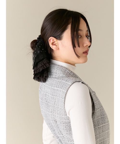 LILY BROWN（リリーブラウン）の「ハーフフリルシュシュ（シュシュ・レディース・チェック/アイボリー/ブラック・F）」の7枚目の写真