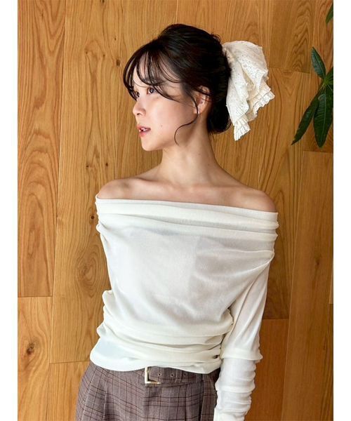 LILY BROWN（リリーブラウン）の「ハーフフリルシュシュ（シュシュ・レディース・チェック/アイボリー/ブラック・F）」の12枚目の写真