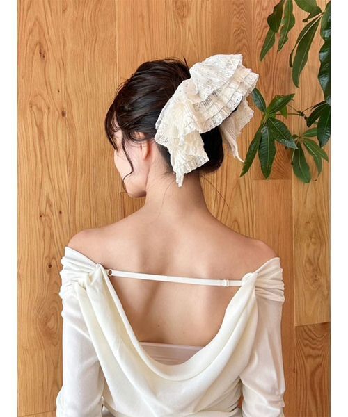 LILY BROWN（リリーブラウン）の「ハーフフリルシュシュ（シュシュ・レディース・チェック/アイボリー/ブラック・F）」の13枚目の写真