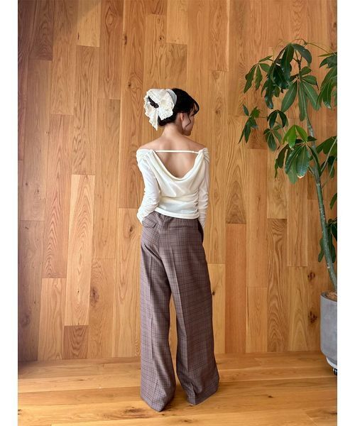 LILY BROWN（リリーブラウン）の「ハーフフリルシュシュ（シュシュ・レディース・チェック/アイボリー/ブラック・F）」の14枚目の写真