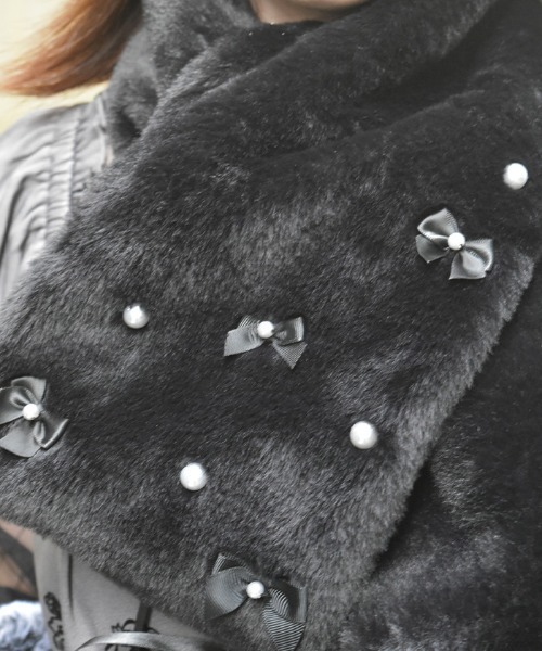 axes femme（アクシーズファム）の「アソートリボンティペット（マフラー・レディース・ブラック/サックスブルー/キナリ・FREE）」の4枚目の写真