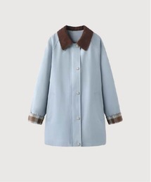 LA POMME petit(ラポミ・プチ)のBaby Blue Check Stitching Trench Coat(トレンチコート)