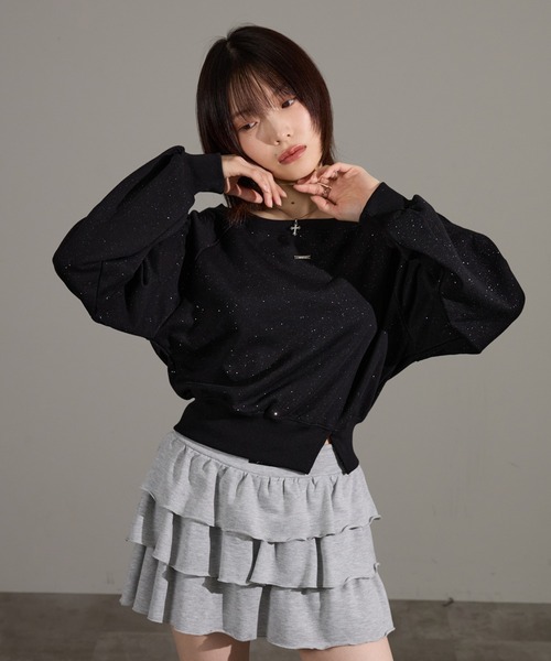 apres jour mignon(アプレジュールミニョン)の「ラメスウェット(スウェット・レディース・杢グレー/オフホワイト/ブラック・フリー/LARGE)」の18枚目の写真