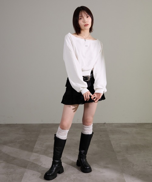 apres jour mignon(アプレジュールミニョン)の「ラメスウェット(スウェット・レディース・杢グレー/オフホワイト/ブラック・フリー/LARGE)」の4枚目の写真