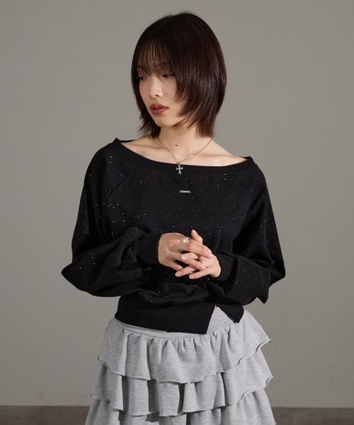 apres jour mignon(アプレジュールミニョン)の「ラメスウェット(スウェット・レディース・杢グレー/オフホワイト/ブラック・フリー/LARGE)」の6枚目の写真