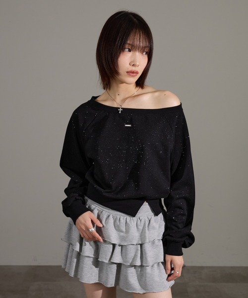 apres jour mignon(アプレジュールミニョン)の「ラメスウェット(スウェット・レディース・杢グレー/オフホワイト/ブラック・フリー/LARGE)」の7枚目の写真