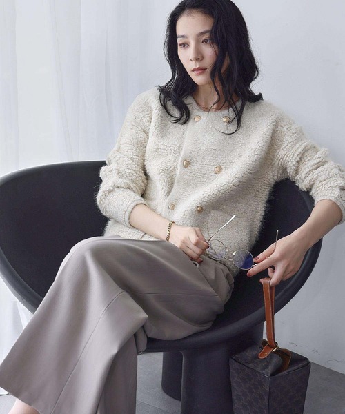 ELFRANK(エルフランク)の「ループニット カーディガン ループ編み 長袖 ショート丈 冬(カーディガン/ボレロ・レディース・チャコールグレー/ライトベージュ/モカ・M/L)」の3枚目の写真