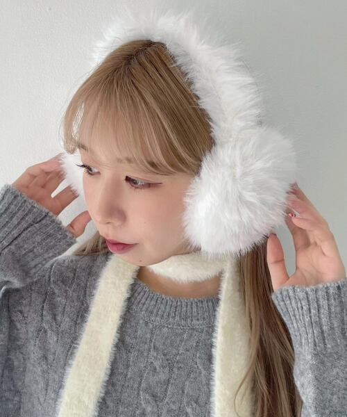 WEGO(ウィゴー)の「WEGO/カラーファーイヤーマフ(イヤーマフ・レディース・ライトピンク/ホワイト/ブラック・FREE)」の2枚目の写真