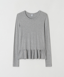 PENDANT RUFFLE LAYERED SLIM LONG SLEEVE GREY