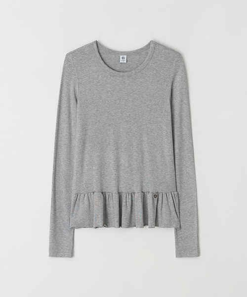 RONRON(ロンロン)の「PENDANT RUFFLE LAYERED SLIM LONG SLEEVE GREY(Tシャツ/カットソー・レディース・その他・FREE)」の1枚目の写真